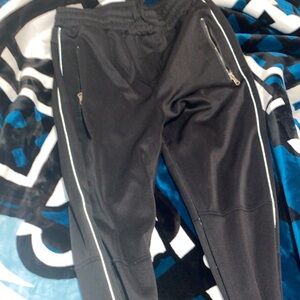 Black Joggers with White Stripes